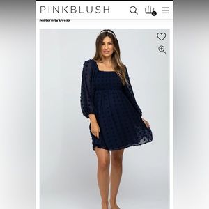 Pink Blush Maternity - Navy Blue Textured Dot Dress.